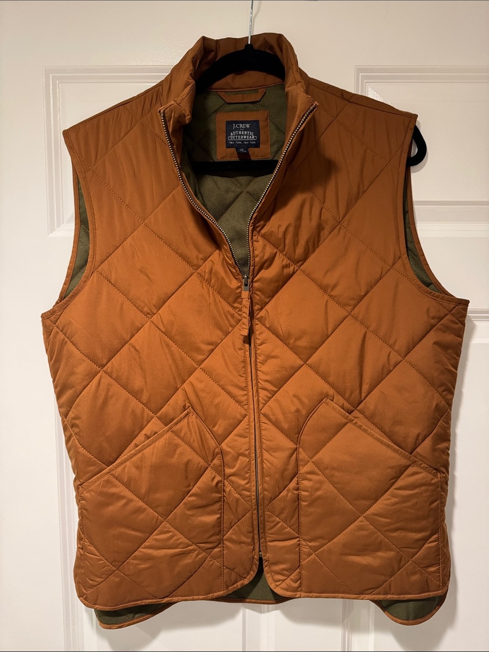 J. Crew Quilted Vest in Rust Brown